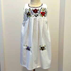 Girls’ Hand-Embroidered Cotton Sundress White Size 6
